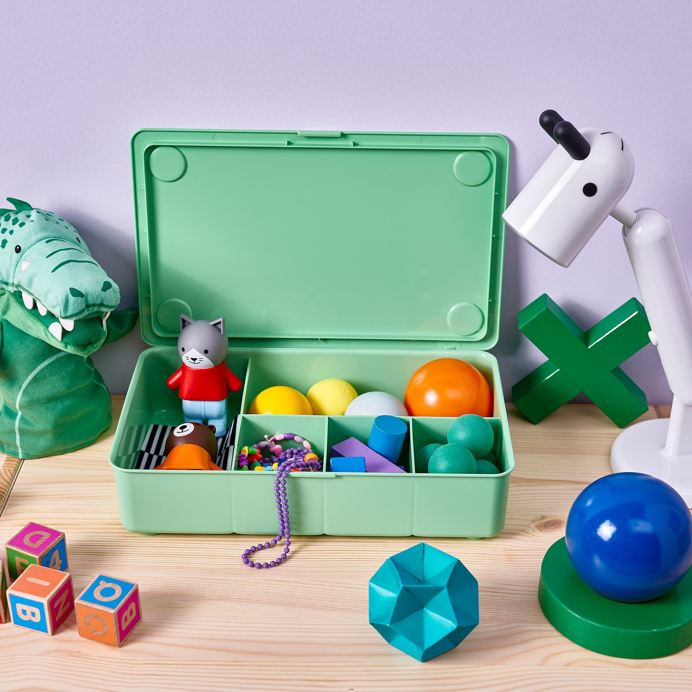GLIS box with lid, green, 34x21 cm