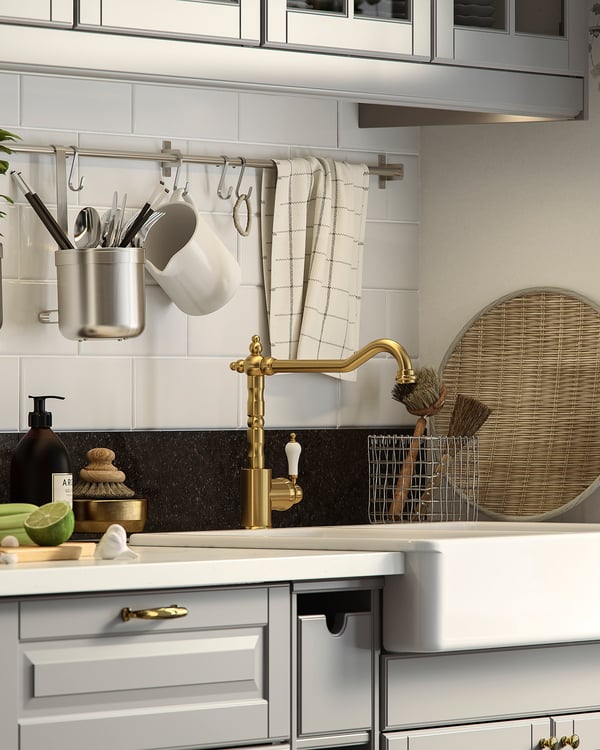 GLITTRAN kitchen mixer tap, brass-colour