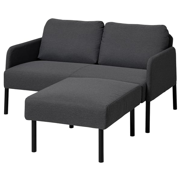 GLOSTAD 2-seat sofa with chaise longue, Knisa dark grey, 121 cm