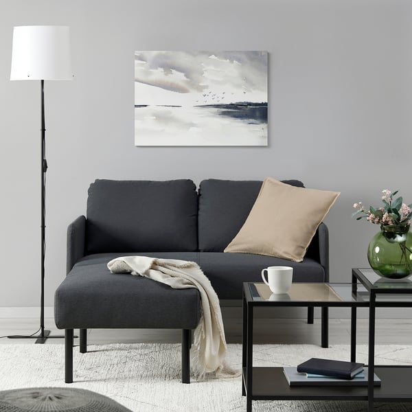 GLOSTAD 2-seat sofa with chaise longue, Knisa dark grey, 121 cm
