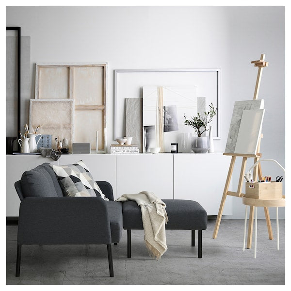 GLOSTAD 2-seat sofa with chaise longue, Knisa dark grey, 121 cm