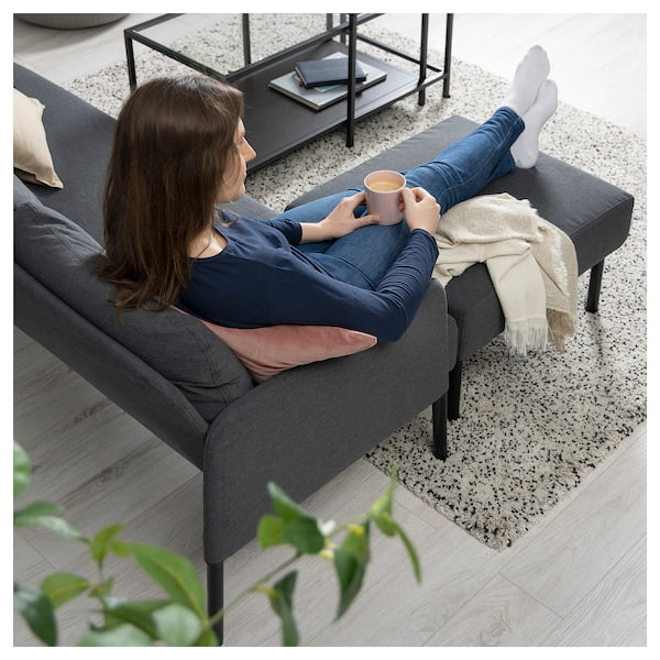 GLOSTAD 2-seat sofa with chaise longue, Knisa dark grey, 121 cm