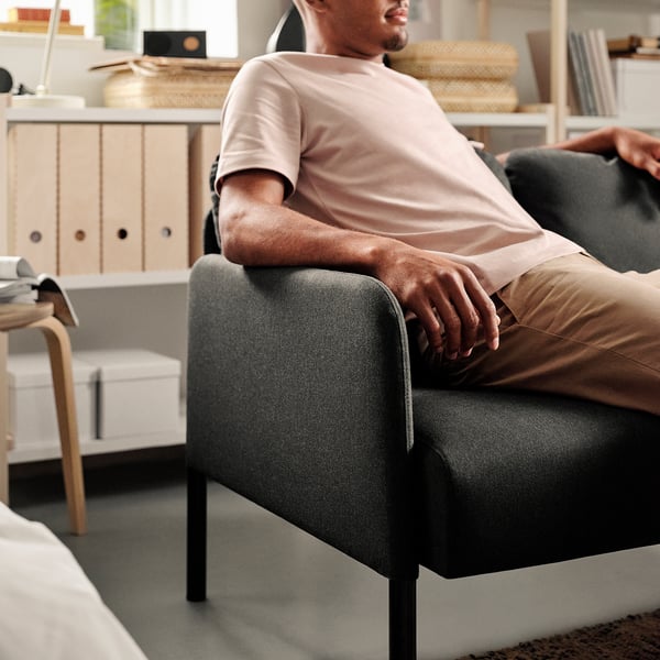GLOSTAD 2-seat sofa, Knisa dark grey, 121 cm