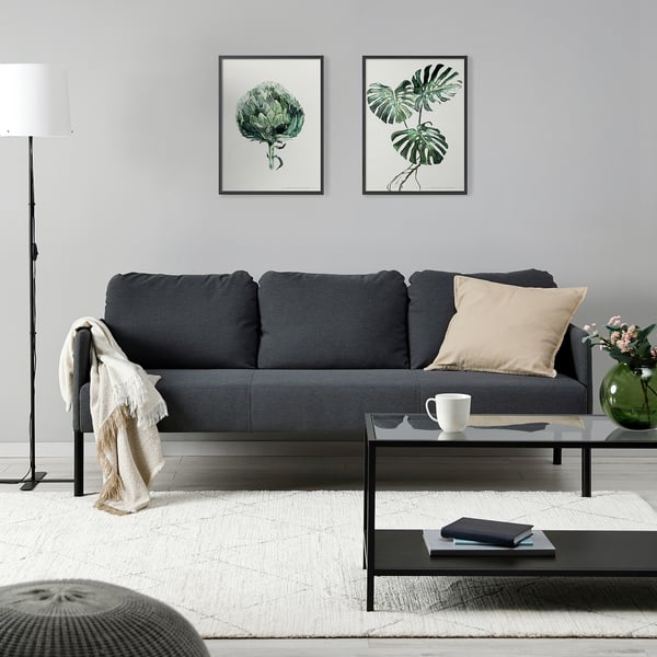 GLOSTAD - 3-seater sofa, Knisa dark gray