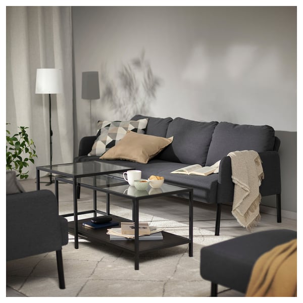 GLOSTAD - 3-seater sofa, Knisa dark gray
