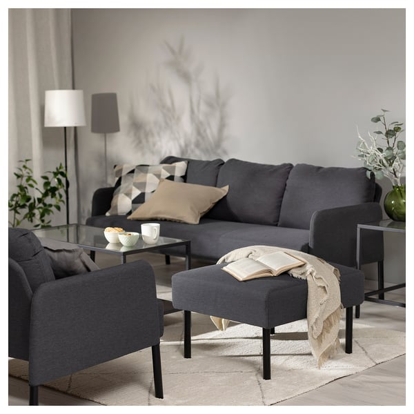 GLOSTAD footstool, Knisa dark grey, 68x58 cm