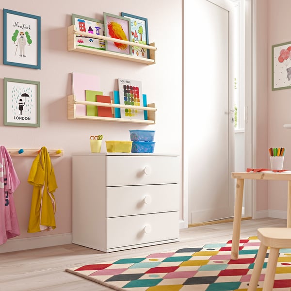 GODISHUS chest of 3 drawers, white, 60x40x60 cm