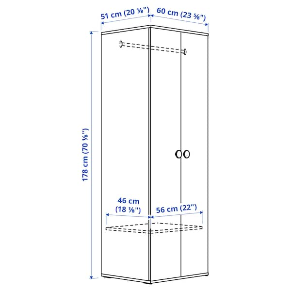 GODISHUS - Wardrobe, white, 60x51x178 cm