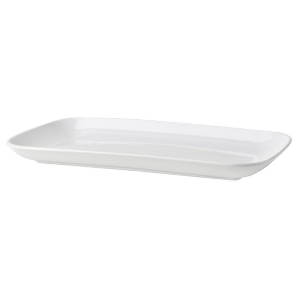 GODMIDDAG plate, white, 18x30 cm