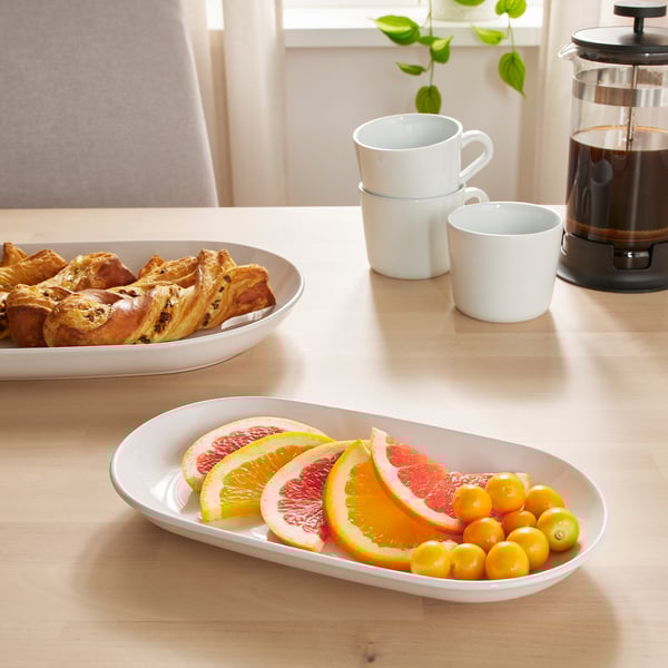 GODMIDDAG - Serving plate, white, 27x14 cm