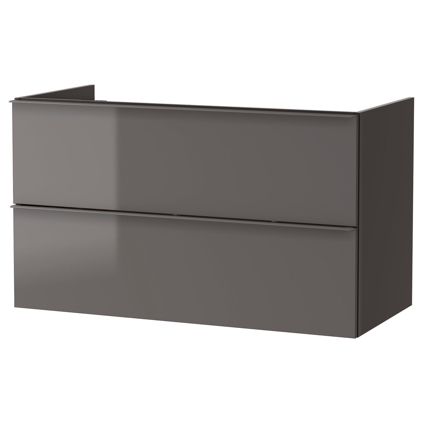 GODMORGON Wash-stand / Sink cabinet with 2 drawers, High gloss grey