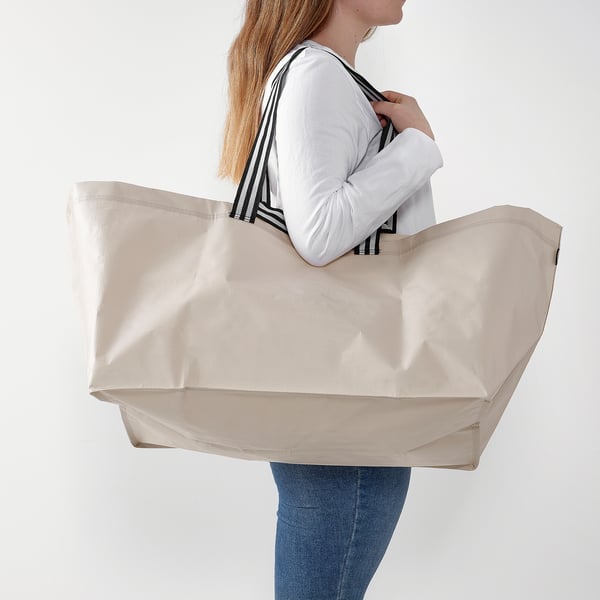 GÖRSNYGG carrier bag, large, light beige, 57x37x39 cm/71 l