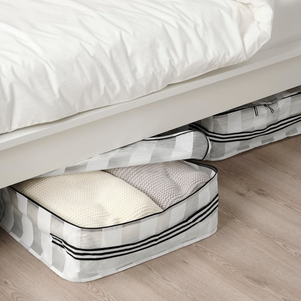 GÖRSNYGG - GÖRSNYGG Storage case, white/transparent, 55x49x19 cm