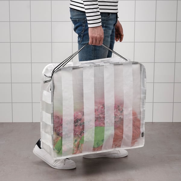 GÖRSNYGG - GÖRSNYGG Storage case, white/transparent, 55x49x19 cm