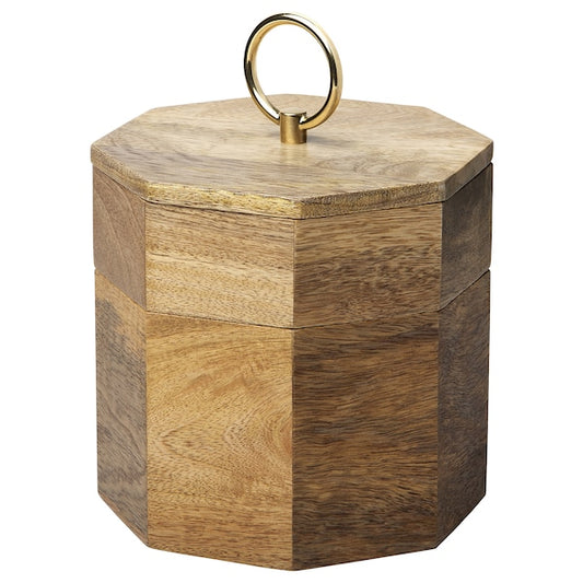 GOKVÄLLÅ - Container with lid, wood,17x17x23 cm