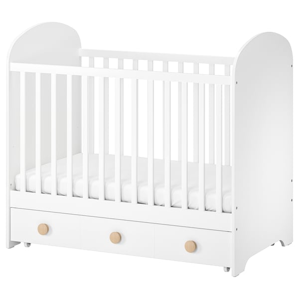 GONATT cot with drawer, white, 60x120 cm