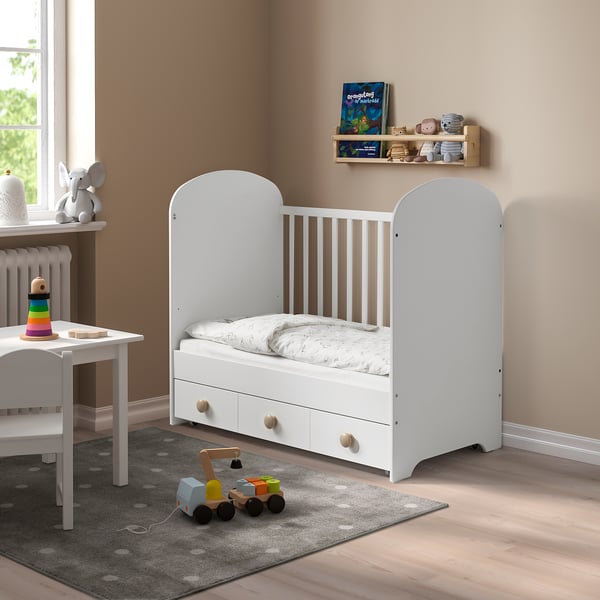 GONATT - Cot with drawer, white, 60x120 cm