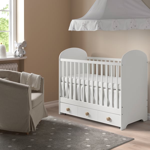 GONATT cot with drawer, white, 60x120 cm