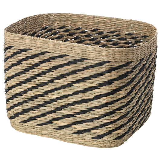 GOTTERN basket, seagrass/black, 32x23x23 cm