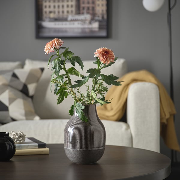 GRADVIS vase, dark grey, 21 cm