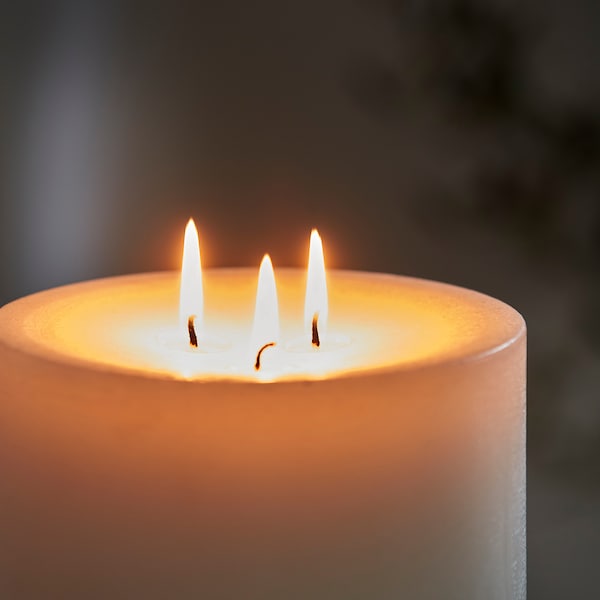 GRÄNSSKOG - Unscented block candle, 3 wicks, white