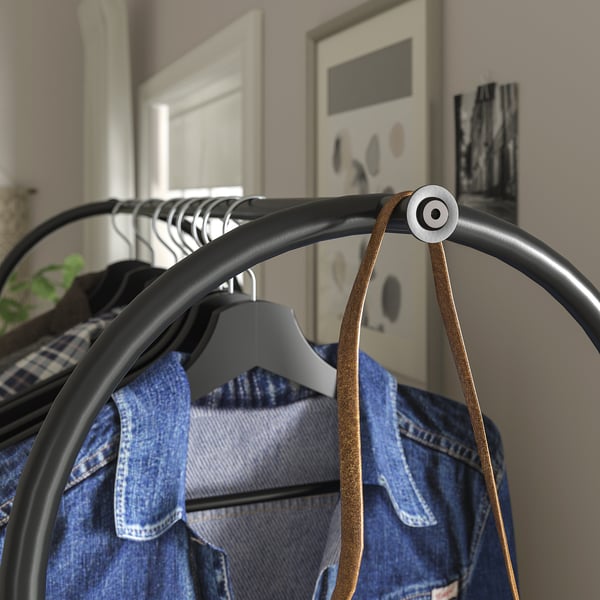 GRÅFJÄLLET - GRÅFJÄLLET Clothes rack with shoe storage, anthracite, 90x36x175 cm