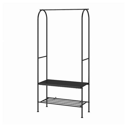 GRÅFJÄLLET - Clothes rack with shoe storage, anthracite, 90x36x175 cm