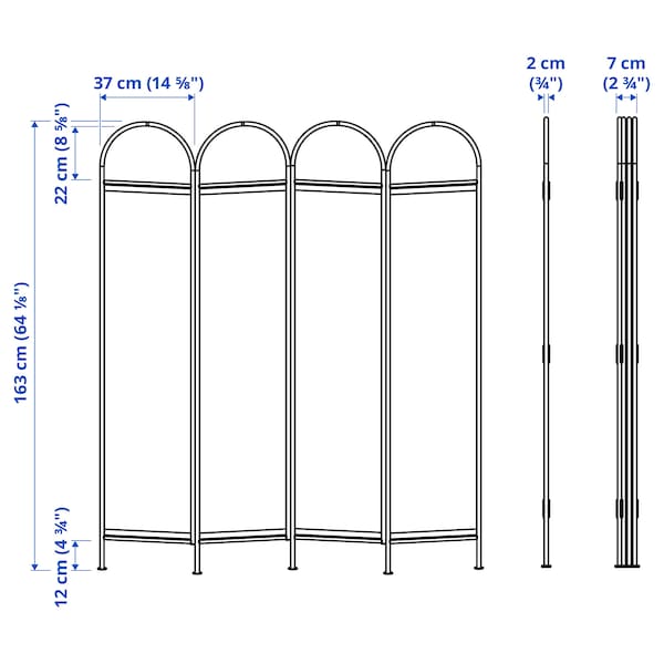 GRÅFJÄLLET - Room divider, anthracite, 150x175 cm