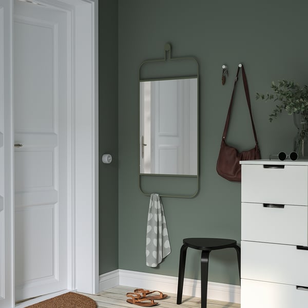 GRANVÅG mirror, wall hanging/green, 50x110 cm