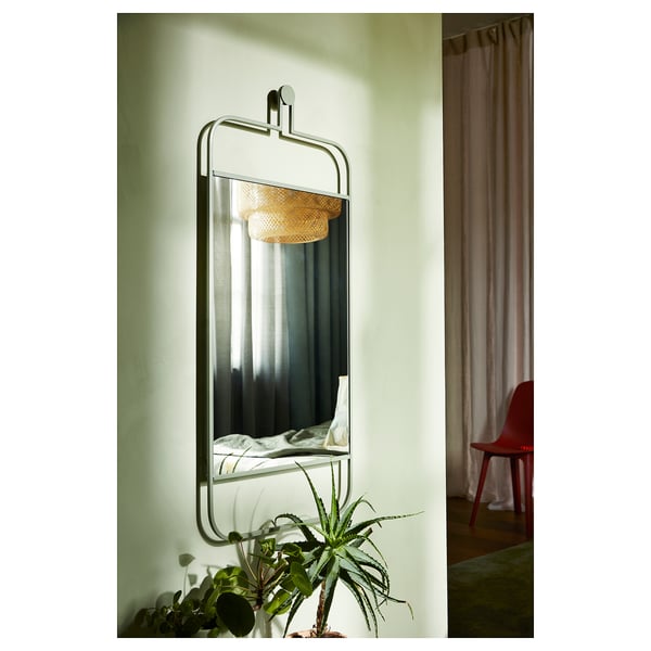 GRANVÅG mirror, wall hanging/green, 50x110 cm