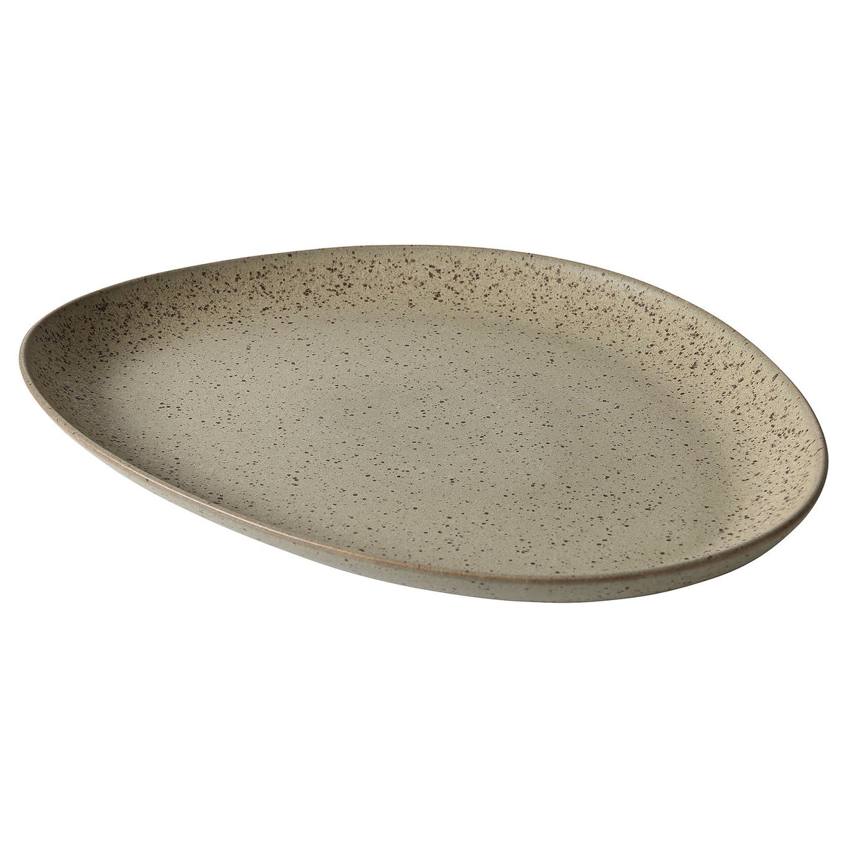 GRÅRÄV serving plate, green-grey, 38 cm
