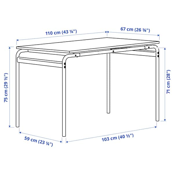 GRÅSALA - Base for table top, gray, 110x67x75 cm