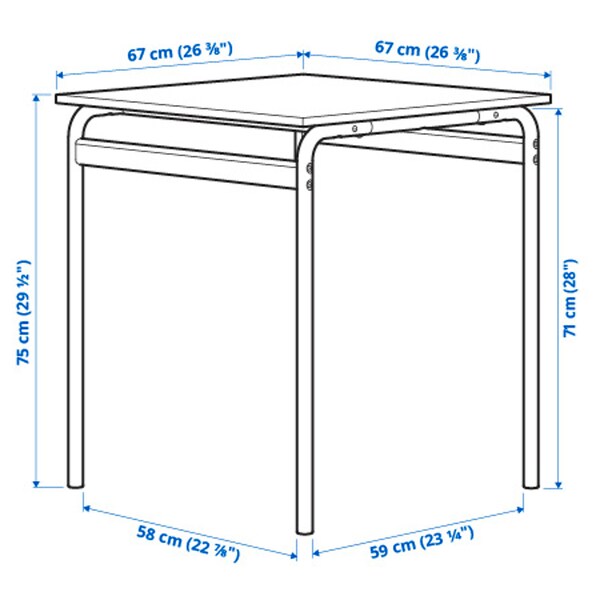 GRÅSALA / GRÅSALA - Table and 2 chairs, grey/grey, 67 cm