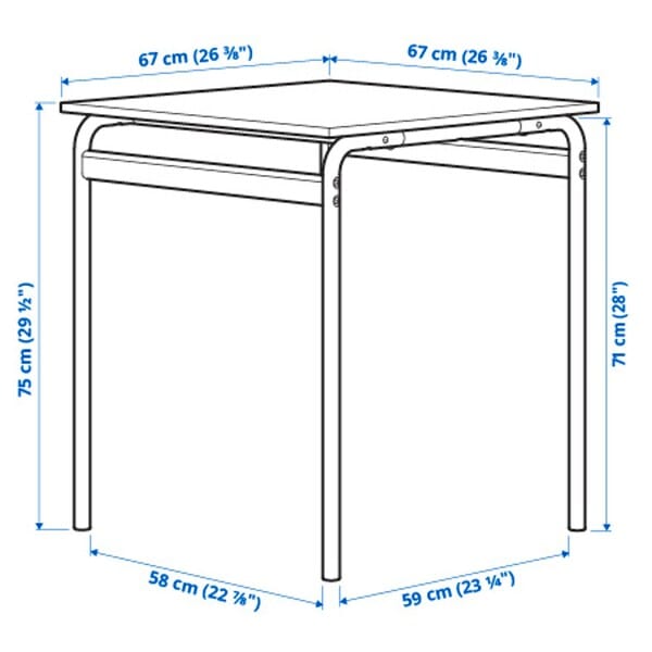 Ikea GRÅSALA / ÖSTANÖ - Table and 2 chairs, grey/Remmarn grey, 67 cm