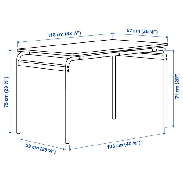 GRÅSALA - Table, grey/grey, 110x67x75 cm