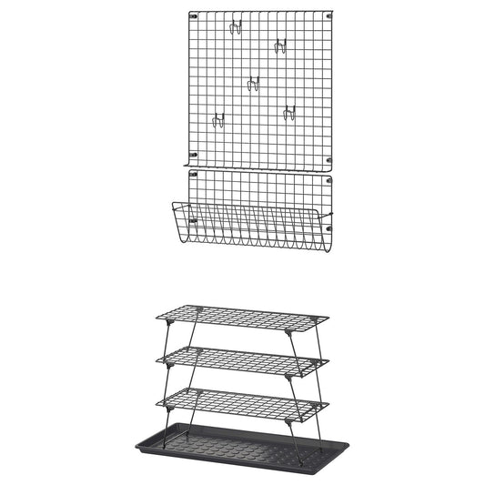 GREJIG / BAGGMUCK hallway furniture, set of 6, grey