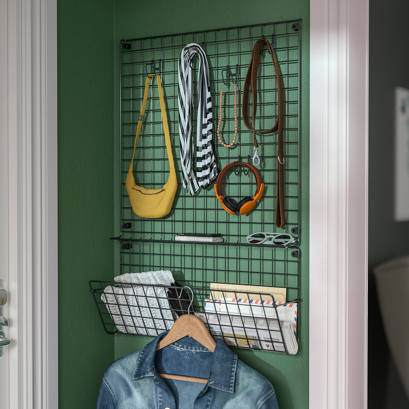 GREJIG wall pocket, grey, 58x17x28 cm