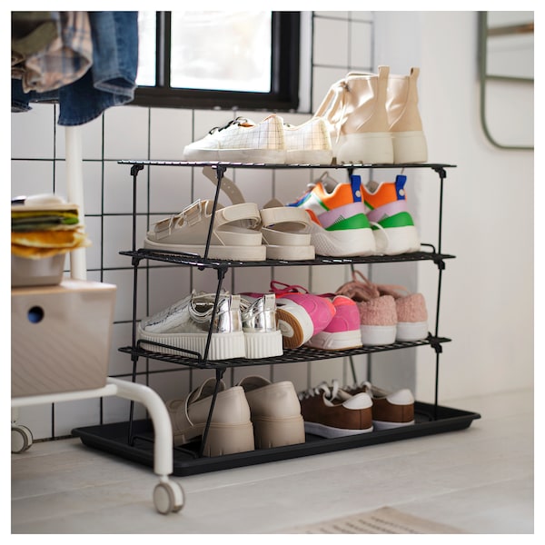 GREJIG - Shoe rack, grey, 58x27x17 cm