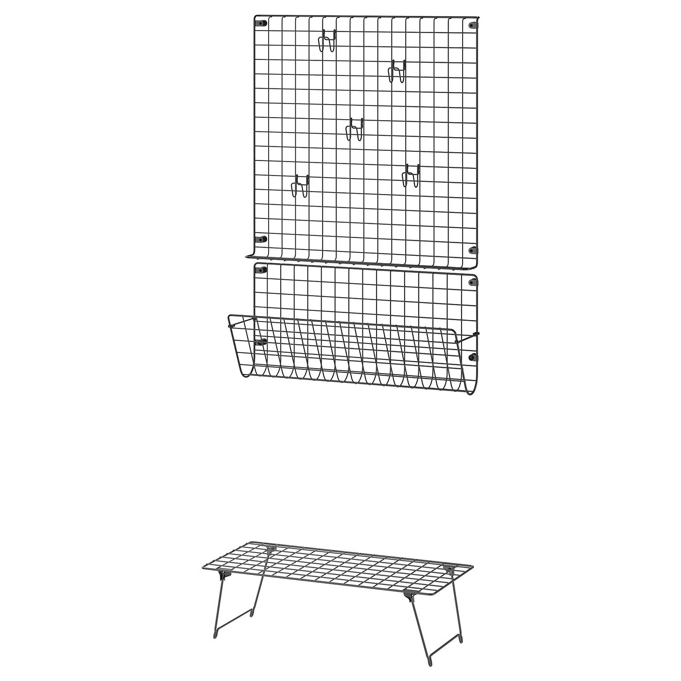 GREJIG hallway furniture, set of 3, grey