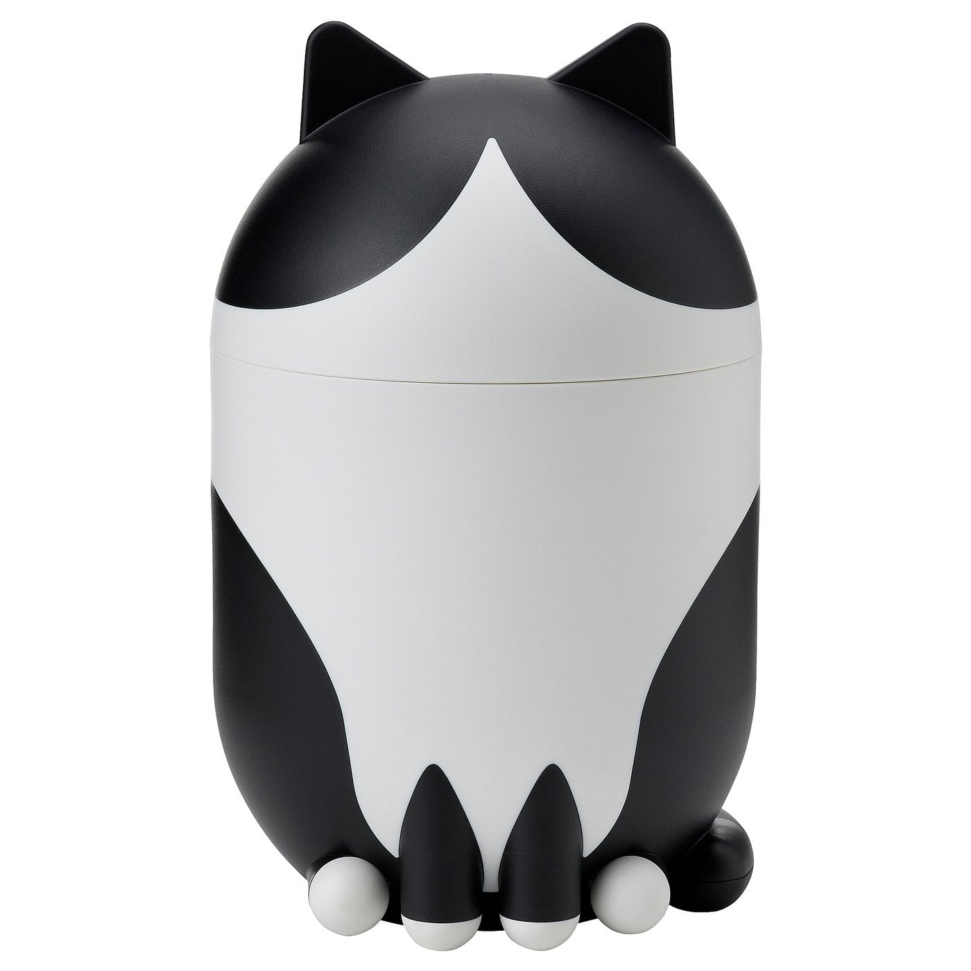 GREJSIMOJS storage with lid, cat-shaped black/white, 15 cm