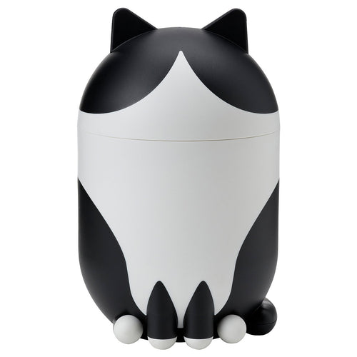 GREJSIMOJS storage with lid, cat-shaped black/white, 15 cm