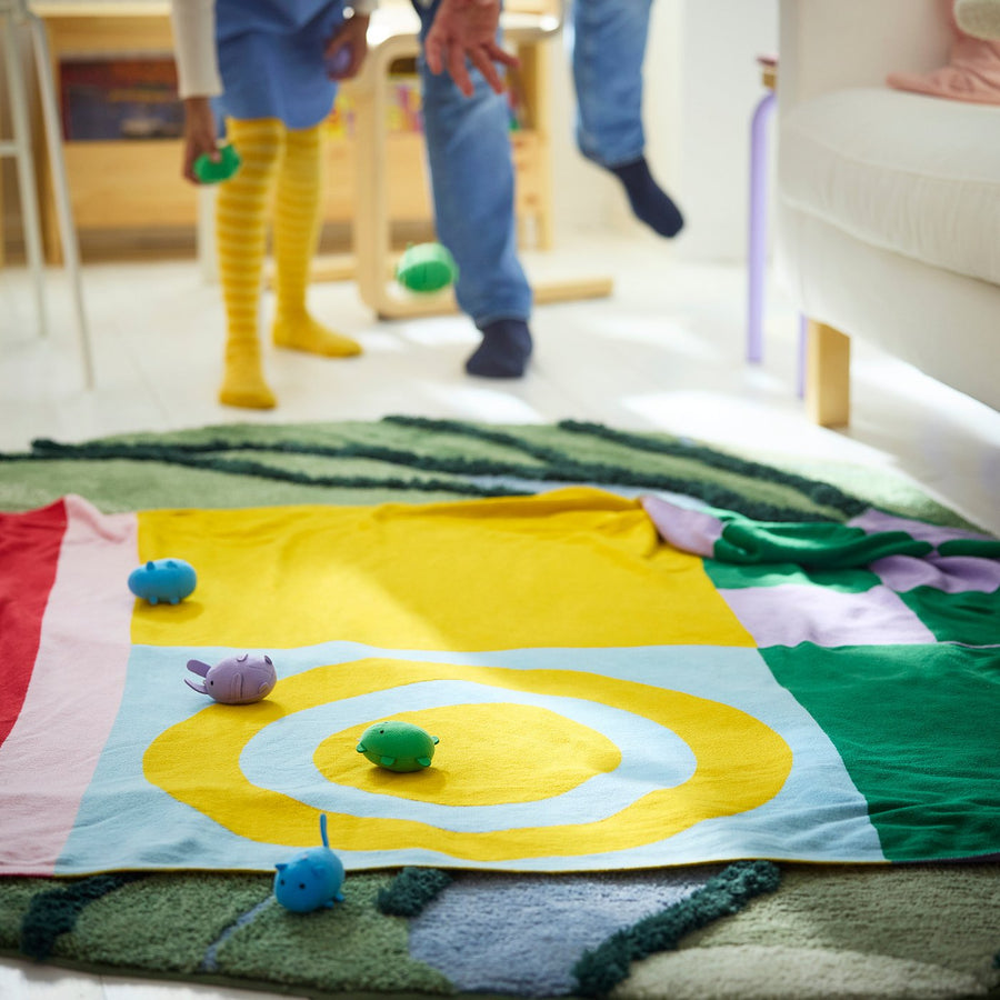 GREJSIMOJS blanket, patterned/multicolour, 170x130 cm