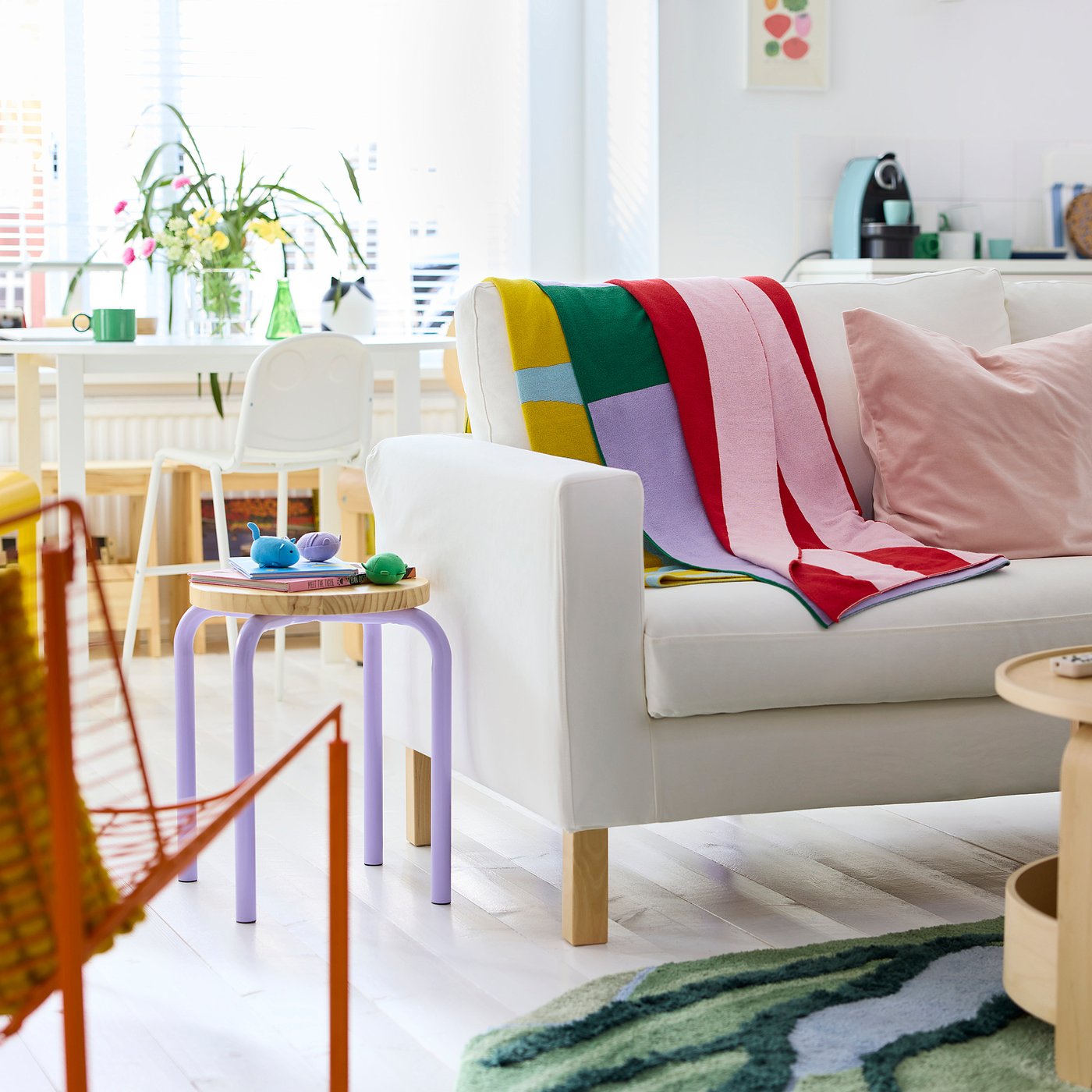 GREJSIMOJS blanket, patterned/multicolour, 130x170 cm