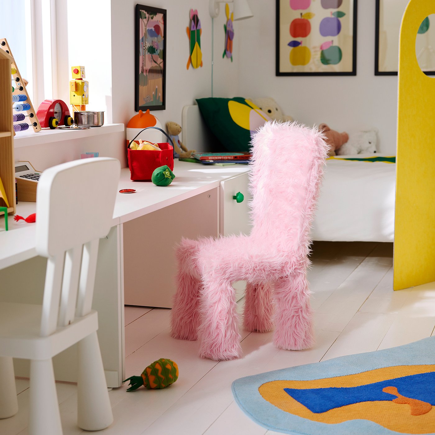 GREJSIMOJS cover for children's chair, faux fur/pink