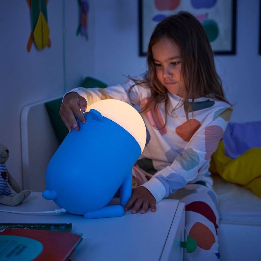 GREJSIMOJS LED table lamp, dimmable/dog blue, 30x18 cm