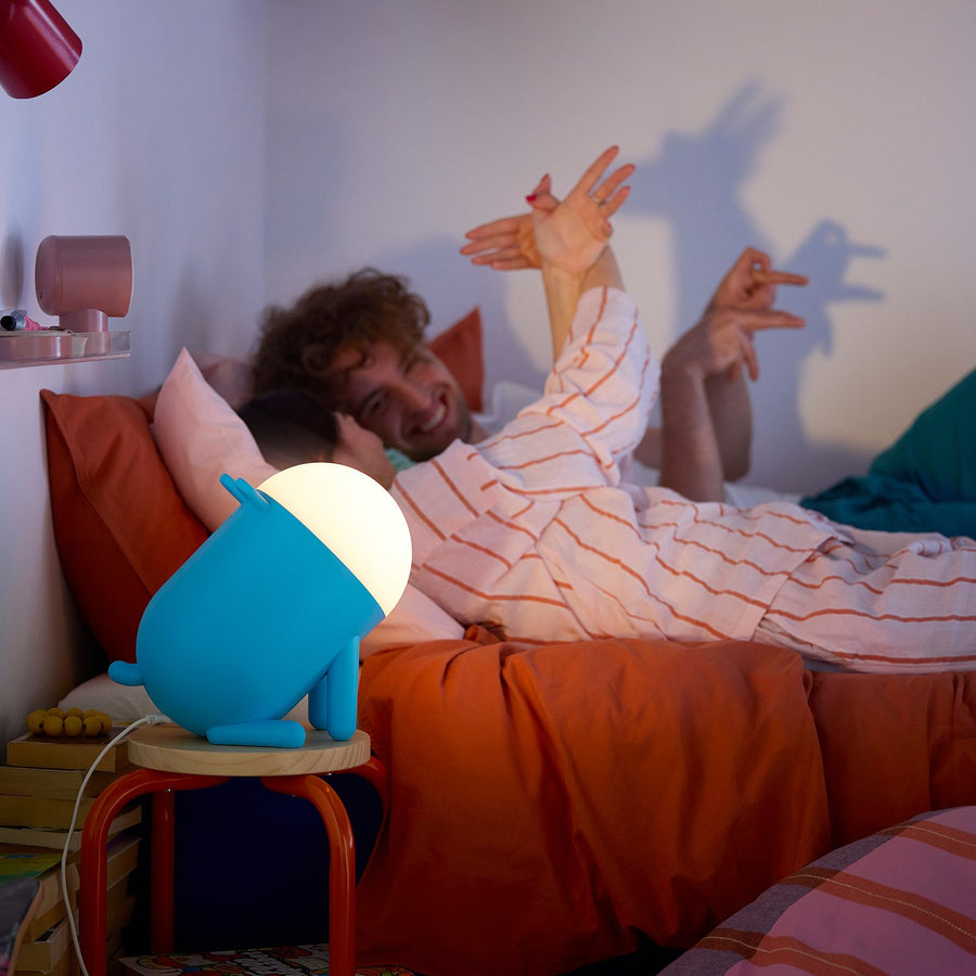 GREJSIMOJS LED table lamp, dimmable/dog blue, 30x18 cm