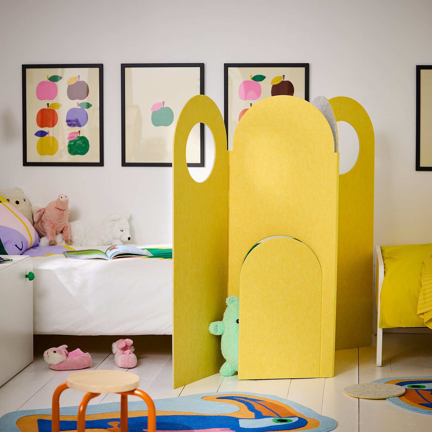 GREJSIMOJS room divider, yellow/grey, 190x120 cm