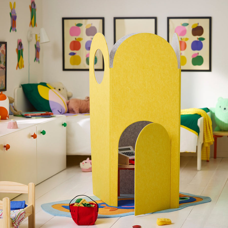 GREJSIMOJS room divider, yellow/grey, 190x120 cm