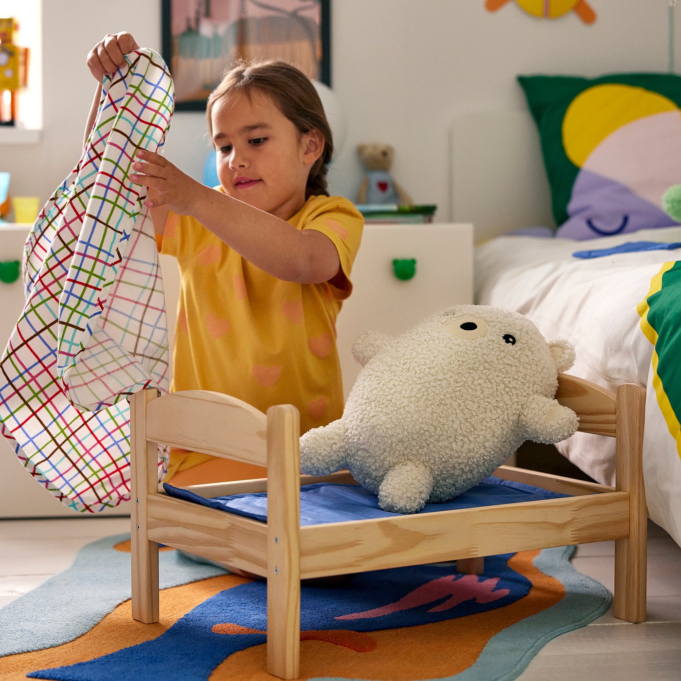 GREJSIMOJS soft toy, bear/off-white, 38 cm