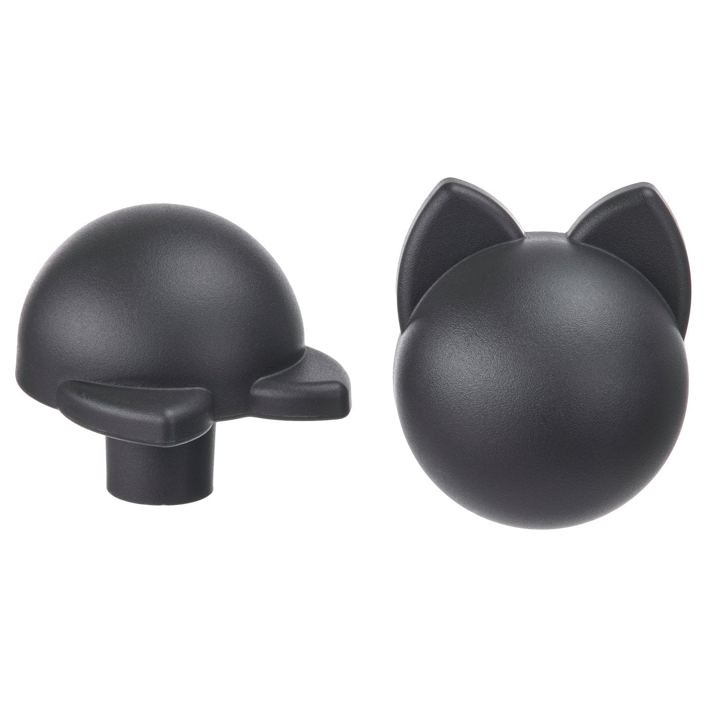 GREJSIMOJS knob, anthracite/cat, 5 mm, 2 pack